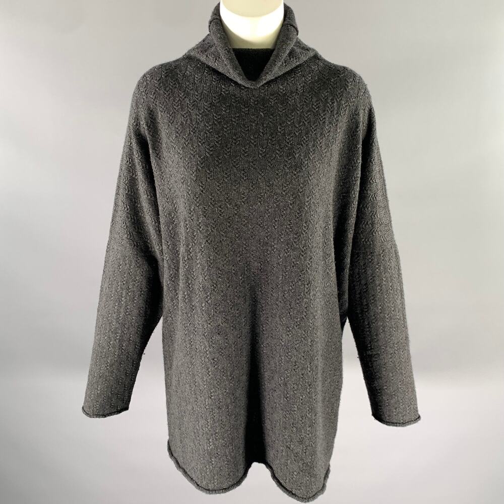 ESKANDAR Size M Grey Silk Cashmere Oversized Turtleneck Sweater